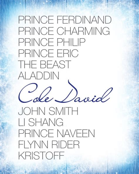 Your Disney Prince Printable Name List Digital File Custom