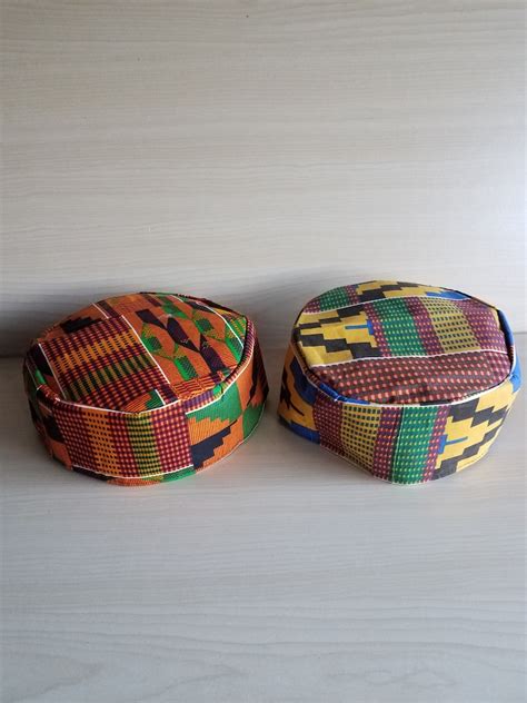 African Traditional Kente Kofi Hat Black Lives Matter Cap Kufi Hat Red