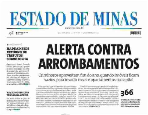 Confira A Capa Do Estado De Minas Do Dia