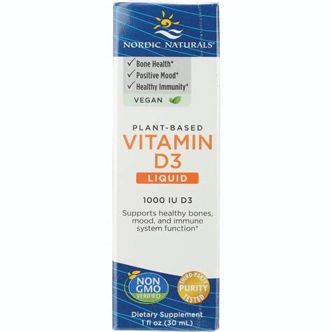 Nordic Naturals Vitamin D3 Vegan 1 000 IU 1 Fl Oz Liquid Swanson