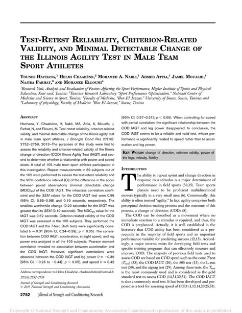 (PDF) Test-Retest Reliability, Criterion-Related Validity, and Minimal Detectable Change of the ...