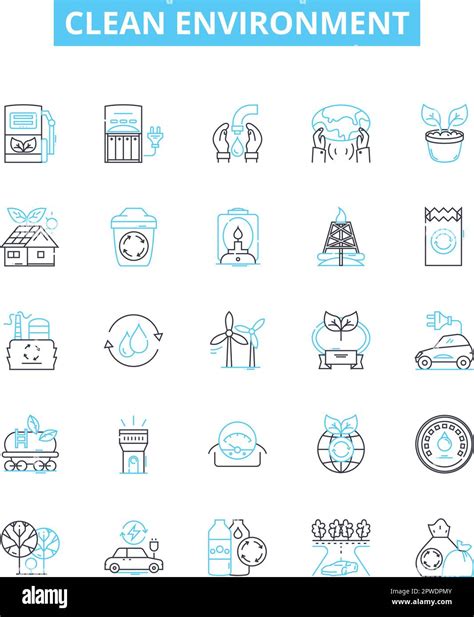 Clean Environment Vector Line Icons Set Environment Cleanliness Pollution Conservation