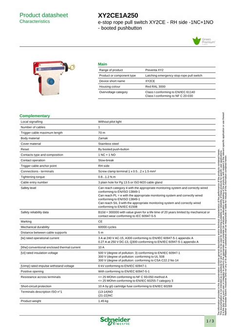 Pdf Product Datasheet Xy Ce A Pdf Schneider Electric Nupdf