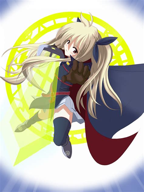 Safebooru 1girl Bardiche Belt Blonde Hair Cape Energy Sword Fate Testarossa Fictional Sister