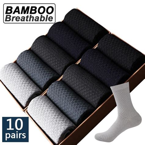 Cheap High Quality 10 Pairs Men Bamboo Fiber Socks Breathable