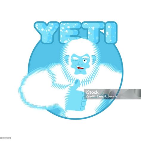 Ilustración De Yeti Pulgar Hacia Arriba Bigfoot Emoji Nos Guiña Un Ojo