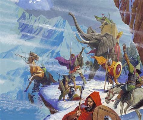 Hannibal's army crossing the Alps, Second Punic War, 218 BC stock image ...