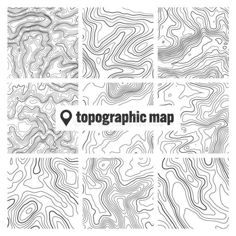 Topographic Map With Contour Lines Geographic Terrain Grid Relief Height Elevation Ground