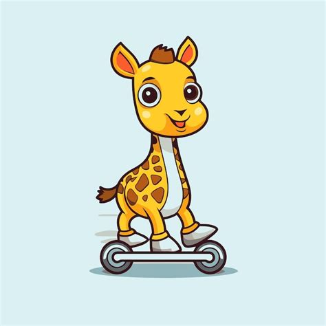 Une Girafe De Dessin Animé Mignonne Sur Un Scooter Illustration