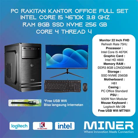 Jual Pc Rakitan Office Kantor Full Set Intel I K Ram Gb Ssd Gb