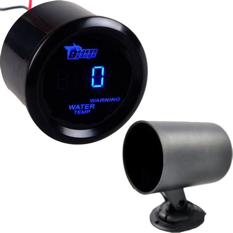 EE Support 2 52mm Black Car Motor Digital Blue LED Water Temp