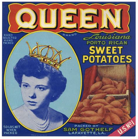 Queen Brand Vintage Lafayette Louisiana Yam Crate Label Thelabelman