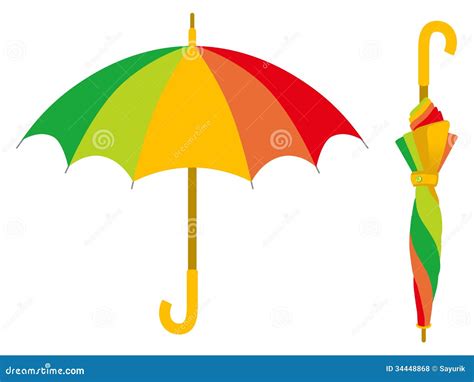 Colorful Umbrella Open And Closed Stock Vector Illustration Of Gear