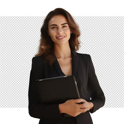 Retrato De Una Mujer De Negocios Exitosa Y Feliz Aislada Sobre Un Fondo