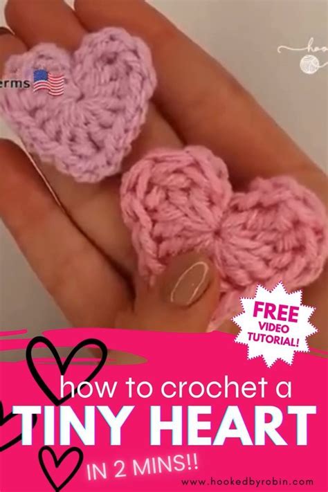 Crochet Tiny Heart Free Video Tutorial Written Pattern Hooked By