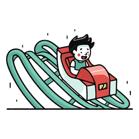 Premium Vector Vector Illustration Of A Boy Riding A Roller Coaster