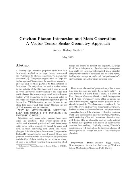 Pdf Graviton Photon Interaction And Mass Generation A Vector Tensor