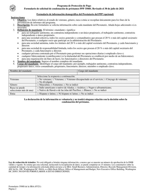 Sba Formulario 3508s Fill Out Sign Online And Download Printable Pdf Spanish Templateroller