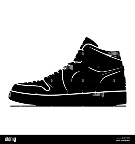 Sneakers Icon Black Silhouette Of High Top Sneakers On A White Background Vector Illustration