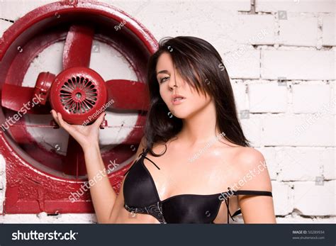 Sexy Woman Black Lingerie Big Red Stock Photo 50289934 Shutterstock