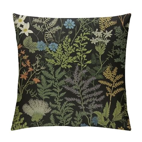 Jeuxus Green Plant Throw Pillow Covers Black Green Botanical Leaf