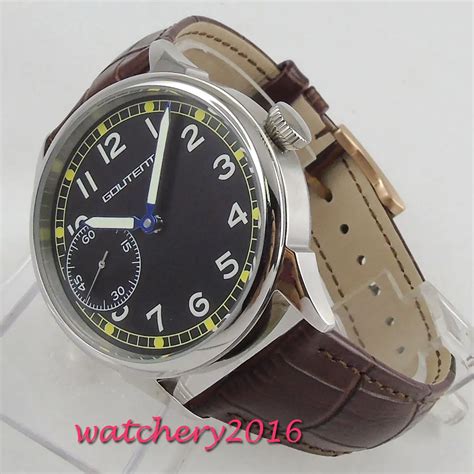 New Classic vintage 43mm Black Dial Luminous Hands 6497 Hand Winding ...