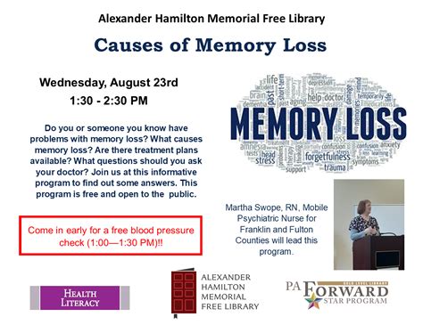 Causes Of Memory Loss — Alexander Hamilton Memorial Free Library