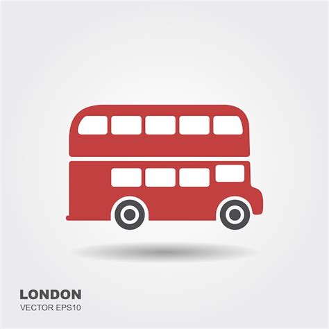 Autobús rojo plano de dos pisos de londres Vector Premium