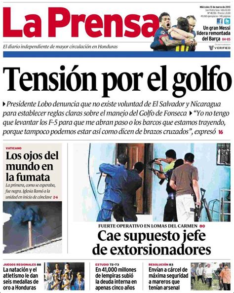 Periódico La Prensa Honduras Periódicos De Honduras Edición De Miércoles 13 De Marzo De