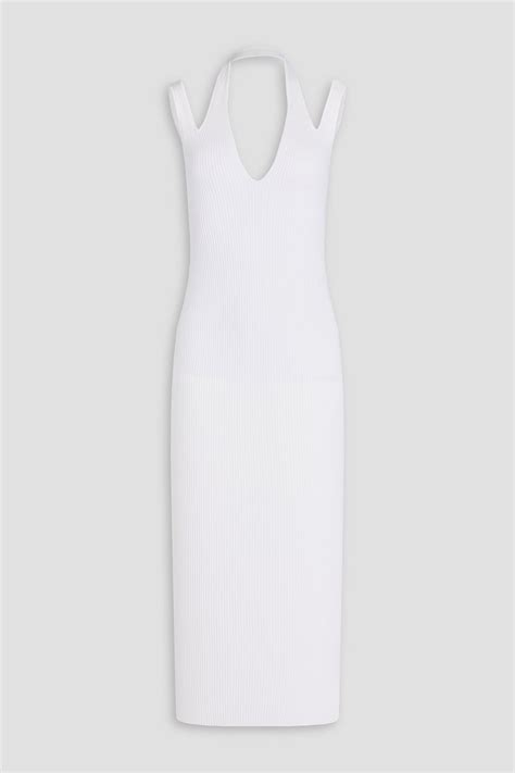 AlaÏa Ribbed Knit Halterneck Midi Dress The Outnet