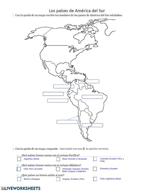 Liveworksheets Paises De America