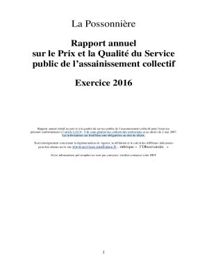 Remplissable En Ligne RPQS Rapport Annuel Sur Le Prix Et La Qualit Du