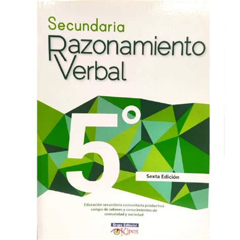 Razonamiento Verbal 5to de Secundaria Cuarta Edición Editorial Kipus