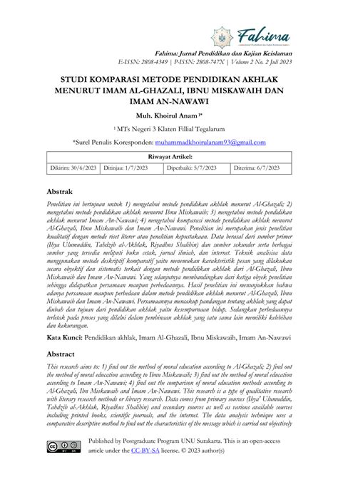 Pdf Studi Komparasi Metode Pendidikan Akhlak Menurut Imam Al Ghazali