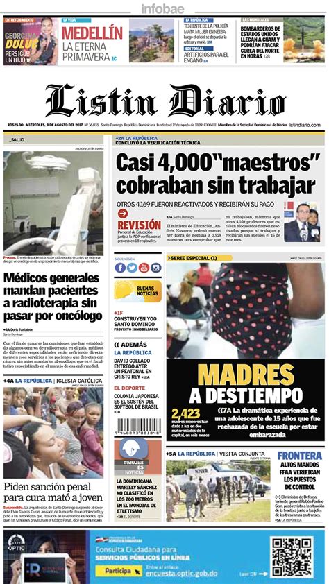 Listin Diario República Dominicana Miércoles 09 De Agosto De 2017