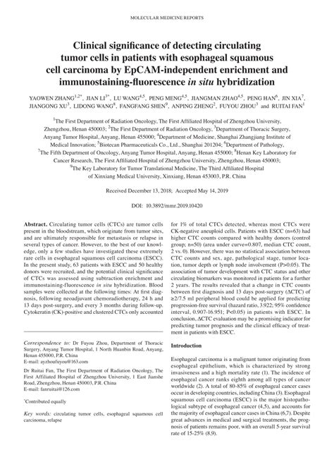 PDF Clinical Significance Of Detecting Circulating Tumor Cells In