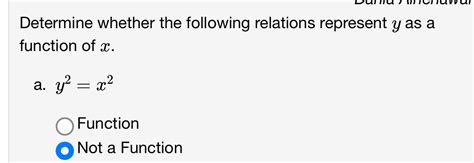 Solved Determine Whether The Following Relations Represent Y