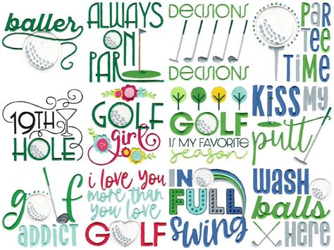 Golf Sayings Machine Embroidery Designs Multiple Sizes Included Golf