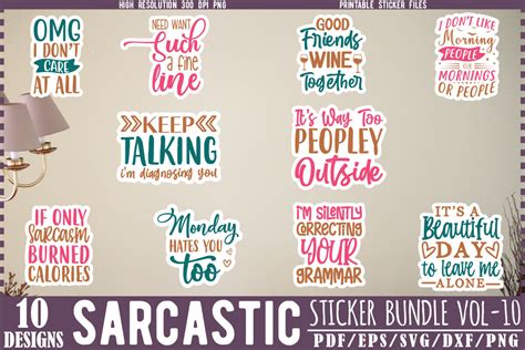 Sarcastic Sticker Bundle Vol Graphic By Creativekhadiza