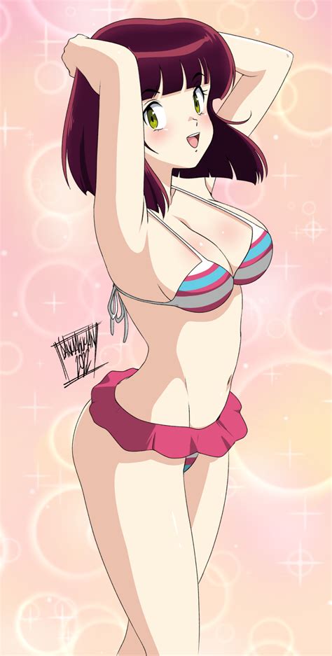 Danmakuman Miyake Shinobu Urusei Yatsura Highres 1girl Bare Arms Bare Shoulders Bikini