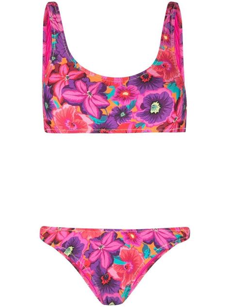 REINA OLGA Rocky Floral Print Bikini Pink Editorialist