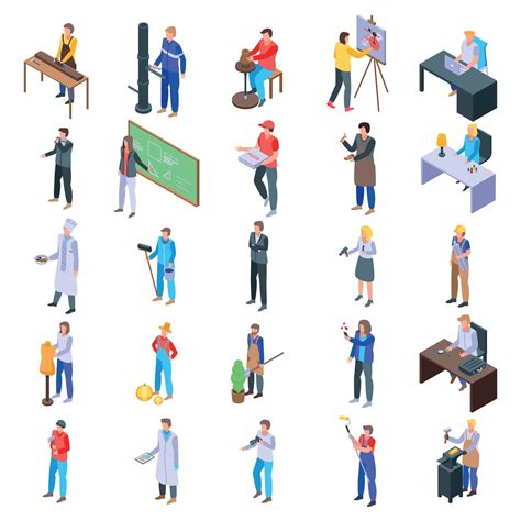 Artisan Icons Set Isometric Style 8857774 Vector Art At Vecteezy