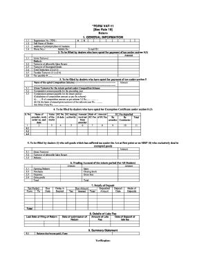 Fillable Online Rajtax Gov FORM VAT 11 See Rule 19 Return 1 GENERAL