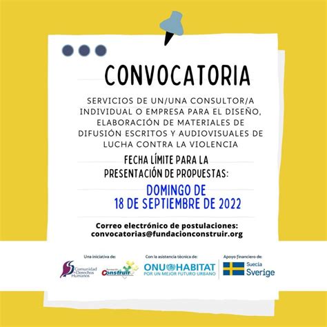 Convocatoria Servicios De Un Una Consultor A Individual O Empresa Para