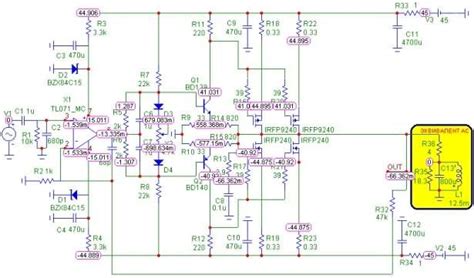 Voltage Map 200 W Power Amplifier 45 V Power Supply Irfp240 Irfp9240