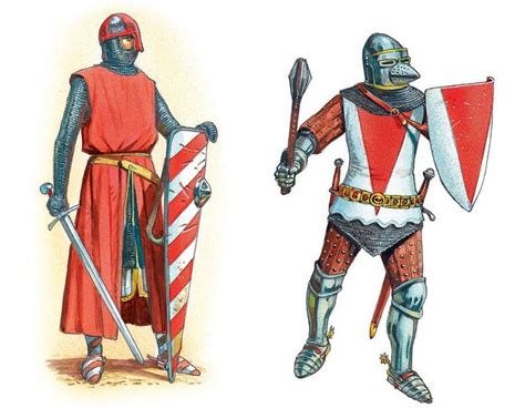 Armour of the 1200s (left) and the 1300s (right) Medieval Armor ...
