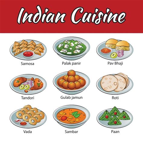 Premium Vector | Set of delicious and cuisine of india