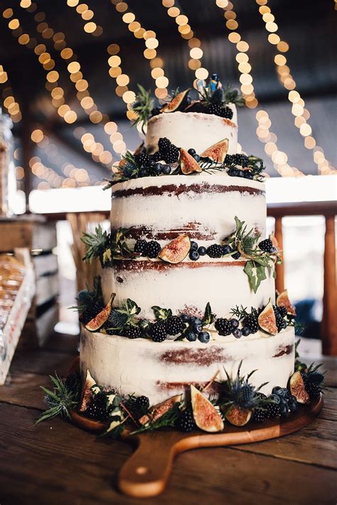 Semi Naked Wedding Cake With Fig Decor Dream Weddind Wedding Cake