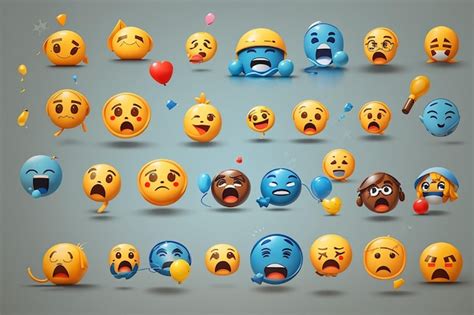 Conjunto De Emoticones Emoji Con Estado De Nimo Triste Y Feliz Foto