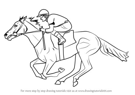 How To Draw A Racehorse With Jockey Horses Step By Step